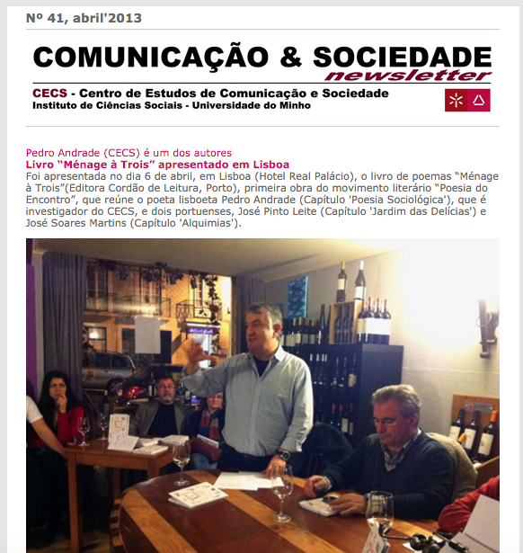 Livro Ménage à Trois apresentado em Lisboa